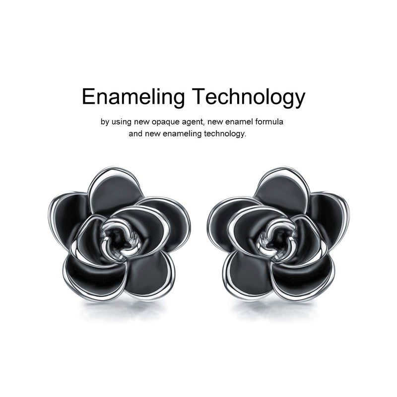 AllenCOCO Rose Flower Stud Earrings for Sensitive Ears Hypoallergenic, Cute Gold And Silver Ear Studs for Women Jewelry Gifts, Nickel Free Earrings - Image 3